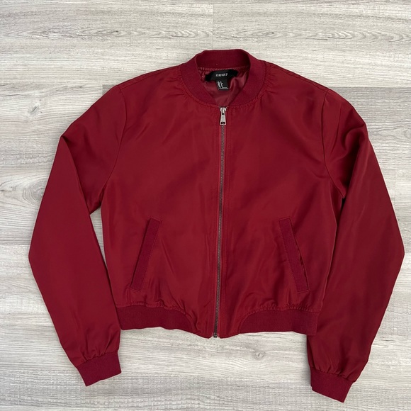 Forever 21 Jackets & Blazers - Forever 21 Burgundy Bomber Jacket